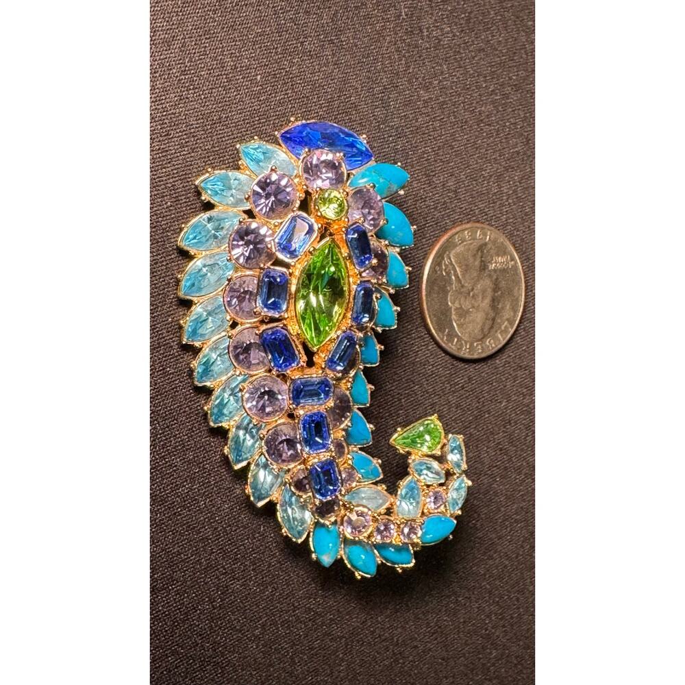 Joan Rivers Peacock Multicolored Rhinestone Large Brooch - Picture 5 of 6